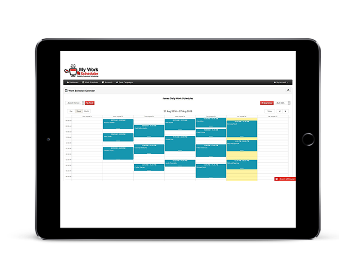 screenshot of My Work Scheduler